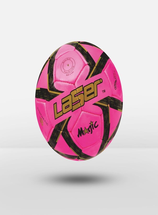 لايزر كرة قدم ليزر ماجيك مقاس 5 - كرة قدم رسمية للمباريات - مناسبة للاعبي كرة القدم من الشباب والكبار - سهلة النفخ واللعب، تتميز بتصميم متين يدوم طويلاً وكرات قدم جذابة. - Image 1